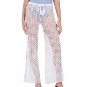 BECCA split leg white coverup crochet beach pants